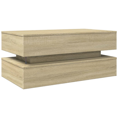 Sohvapöytä LED-valoilla Sonoma-tammi 90x50x40 cm