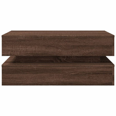 Sohvapöytä LED-valoilla ruskea tammi 90x50x40 cm