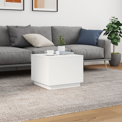 Valkoinen sohvapöytä led-valoilla Hantz 50x50x40cm