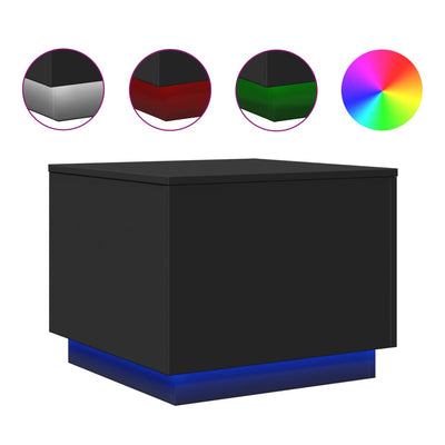 Musta sohvapöytä led-valoilla Hantz 50x50x40cm