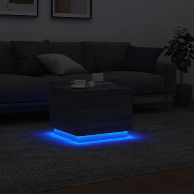 Sohvapöytä LED-valoilla harmaa Sonoma-tammi 50x50x40 cm