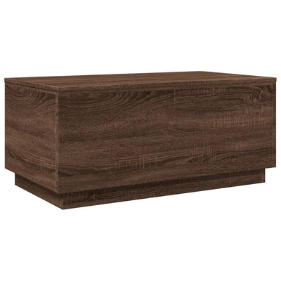 Sohvapöytä LED-valoilla ruskea tammi 90x50x40 cm