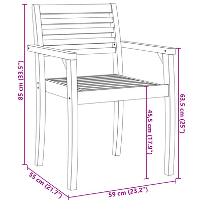 Puutarhatuolit 2 kpl 59x55x85 cm täysi akasiapuu