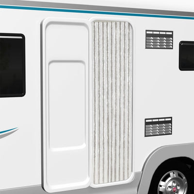 Vaaleanharmaa ja valkoinen hyönteisverho Septilici 56x200cm (chenille)