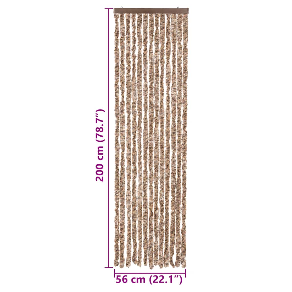 Hyönteisverho beige ja tummanruskea 56x200 cm chenille