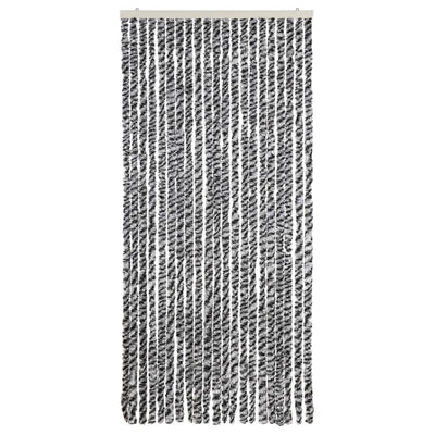 Harmaa ja mustavalkoinen hyönteisverho Septilici 90x220cm (chenille)