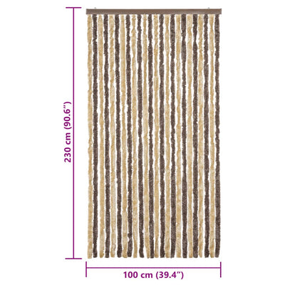 Tummanruskea ja beige hyönteisverho Septilici 100x230cm (chenille)
