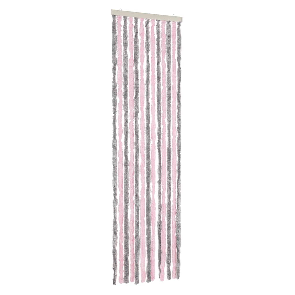 Hyönteisverho hopeanharmaa ja pinkki 56x185 cm chenille