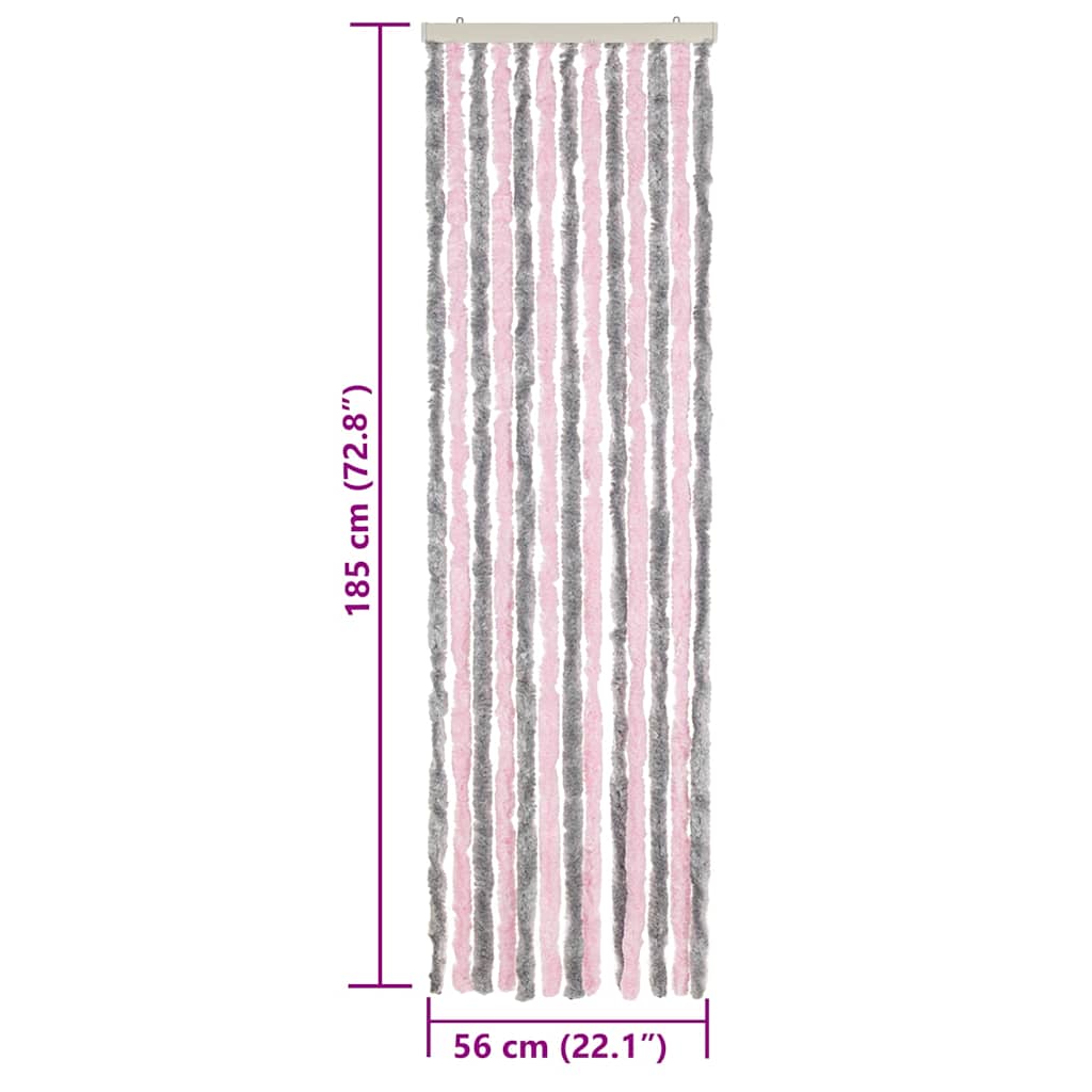 Hyönteisverho hopeanharmaa ja pinkki 56x185 cm chenille