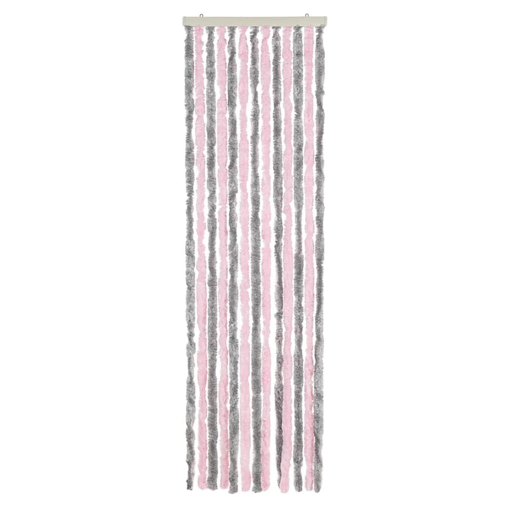 Hyönteisverho hopeanharmaa ja pinkki 56x200 cm chenille