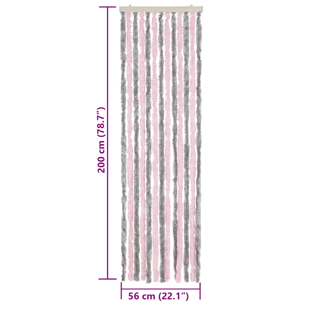 Hyönteisverho hopeanharmaa ja pinkki 56x200 cm chenille