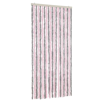Hopeanharmaa ja pinkki hyönteisverho Septilici 90x220cm (chenille)