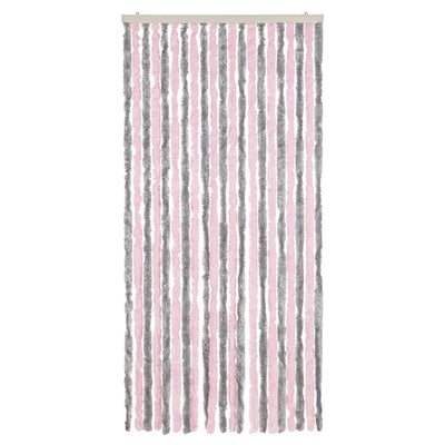 Hopeanharmaa ja pinkki hyönteisverho Septilici 90x220cm (chenille)