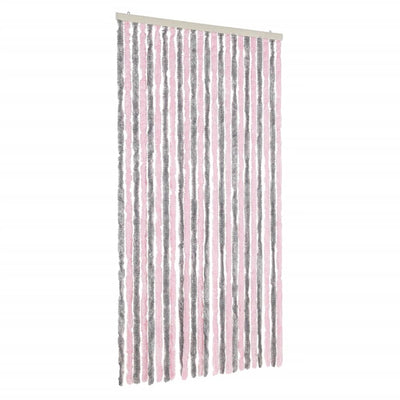 Hopeanharmaa ja pinkki hyönteisverho Septilici 100x220cm (chenille)