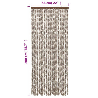 Taupe ja valkoinen hyönteisverho Septilici 56x200cm (chenille)