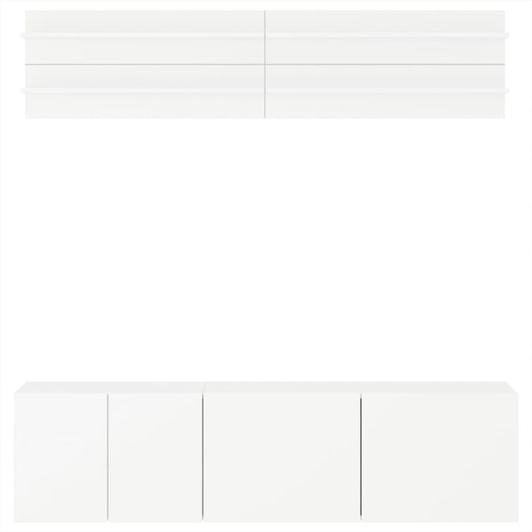 6-osainen TV-seinäyksikkösarja valkoinen tekninen puu