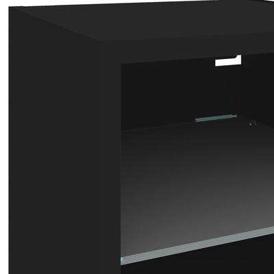 7-osainen LED TV-kaappisarja musta tekninen puu