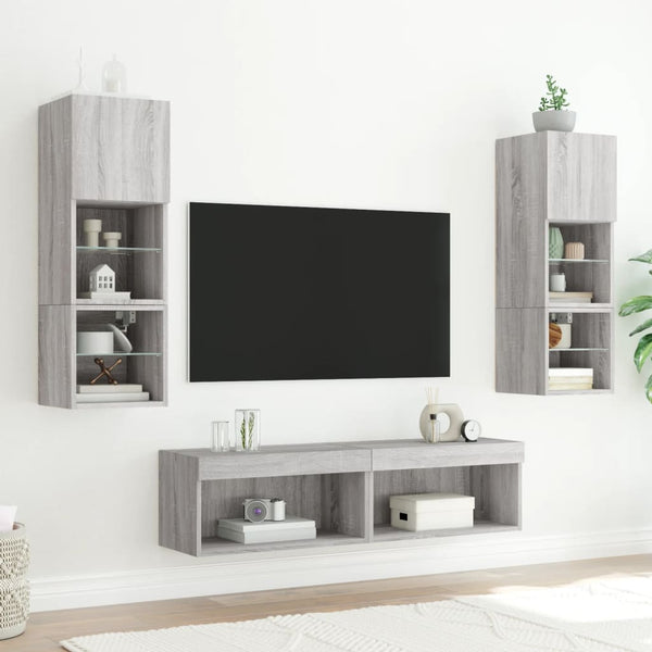 6-osainen LED TV-kaappisarja harmaa Sonoma tekninen puu