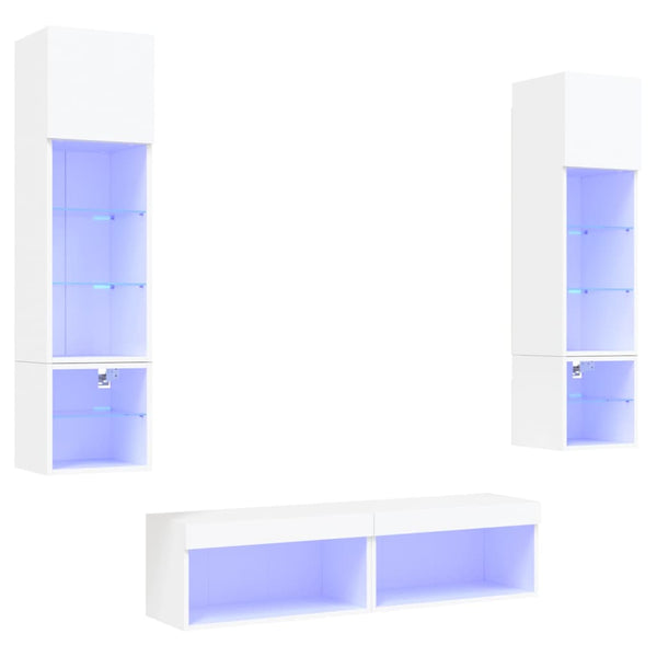 6-osainen LED TV-kaappisarja valkoinen tekninen puu