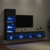 4-osainen LED TV-kaappisarja musta tekninen puu