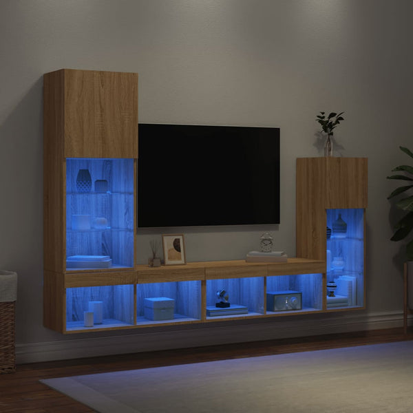 4-osainen LED TV-kaappisarja Sonoma-tammi tekninen puu