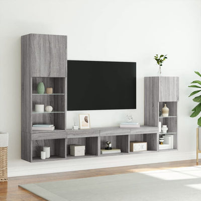 4-osainen LED TV-kaappisarja harmaa Sonoma tekninen puu