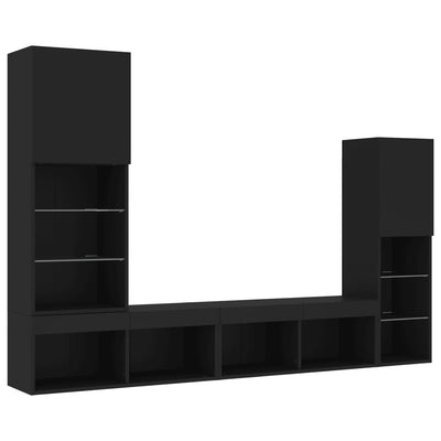 4-osainen LED TV-kaappisarja musta tekninen puu