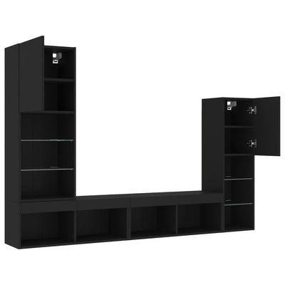 4-osainen LED TV-kaappisarja musta tekninen puu