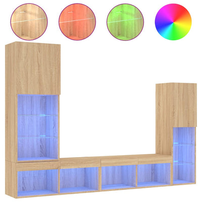 4-osainen LED TV-kaappisarja Sonoma-tammi tekninen puu