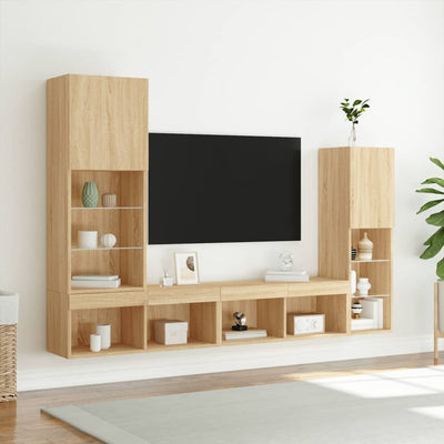 4-osainen LED TV-kaappisarja Sonoma-tammi tekninen puu