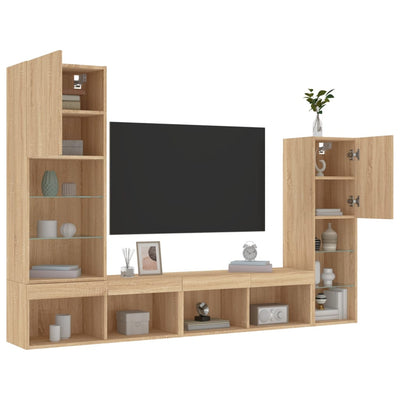4-osainen LED TV-kaappisarja Sonoma-tammi tekninen puu