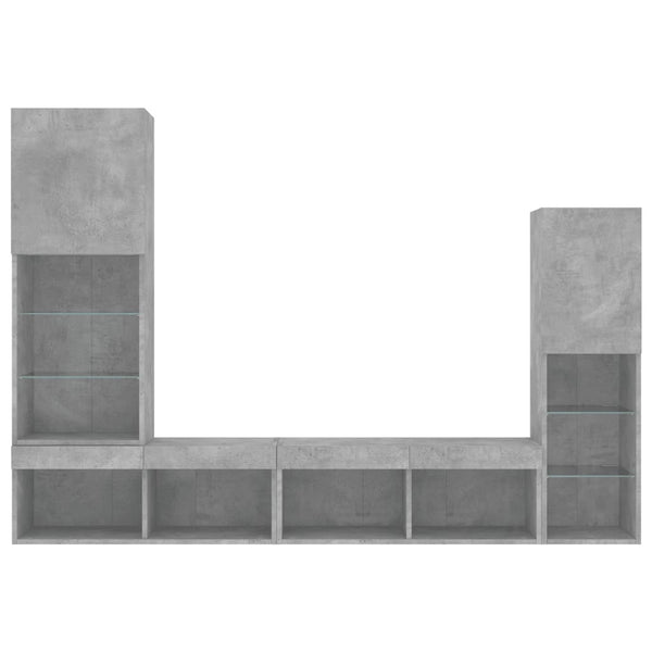 4-osainen LED TV-kaappisarja betoninharmaa tekninen puu