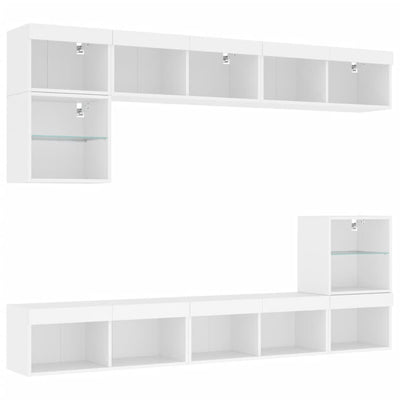 8-osainen LED TV-kaappisarja valkoinen tekninen puu