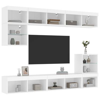 8-osainen LED TV-kaappisarja valkoinen tekninen puu