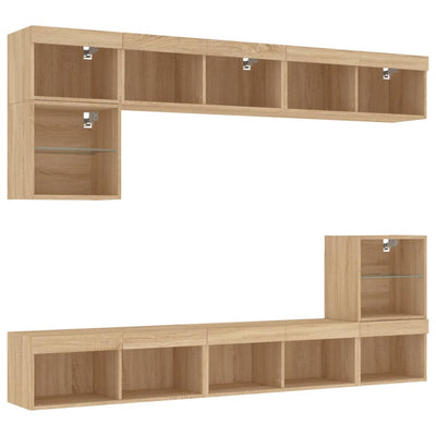8-osainen LED TV-kaappisarja Sonoma-tammi tekninen puu