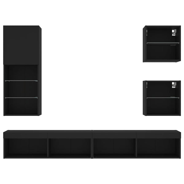5-osainen LED TV-kaappisarja musta tekninen puu