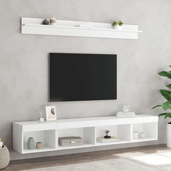 5-osainen teknisestä puusta valmistettu valkoinen LED TV-kaappisarja
