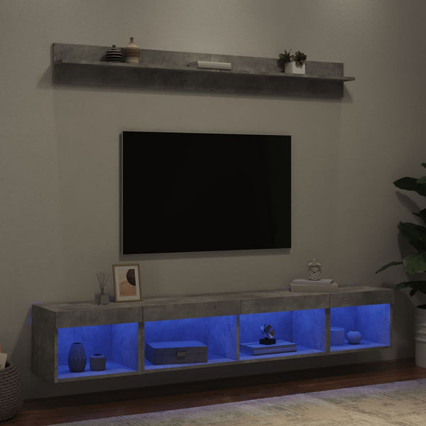 5-osainen LED TV-kaappisarja betoninharmaa tekninen puu