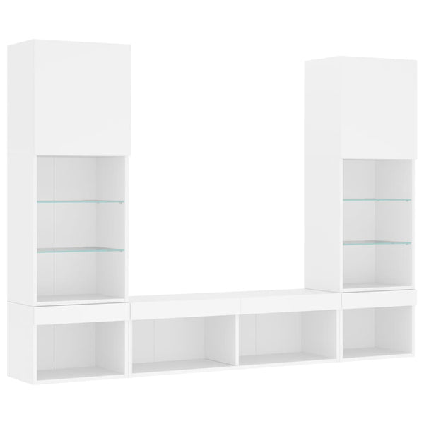 Valkoinen LED TV-kaappisarja 5-osainen teknisestä puusta