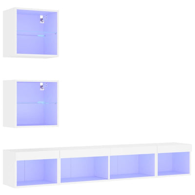 5-osainen LED TV-kaappisarja valkoinen tekninen puu