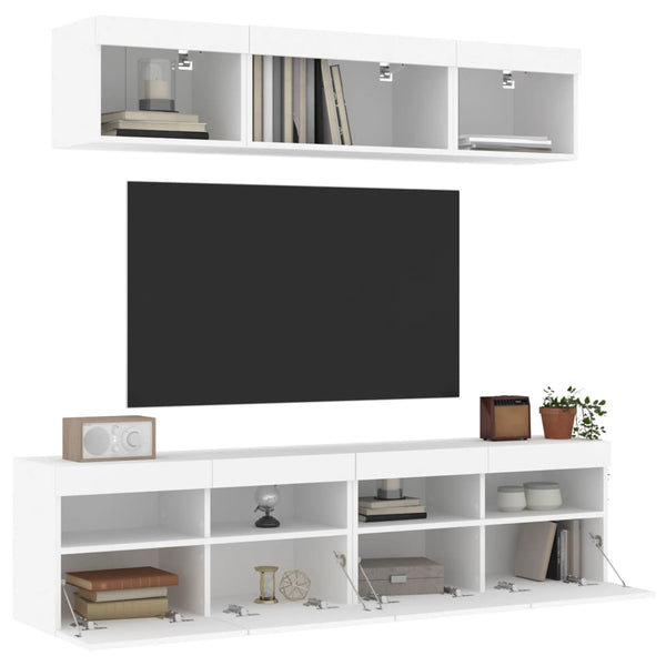 LED TV-kaappisarja, 5-osainen valkoinen teknisestä puusta