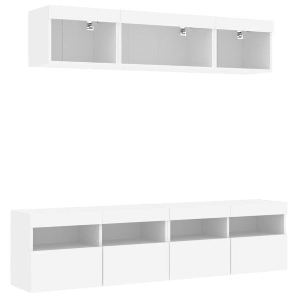 LED TV-kaappisarja, 5-osainen valkoinen teknisestä puusta