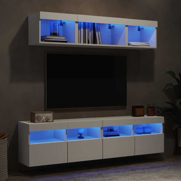 LED TV-kaappisarja, 5-osainen valkoinen teknisestä puusta