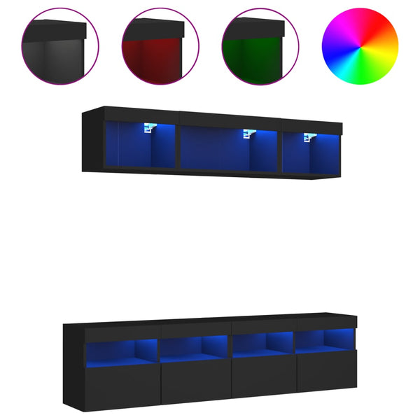 5-osainen LED TV-kaappisarja musta tekninen puu