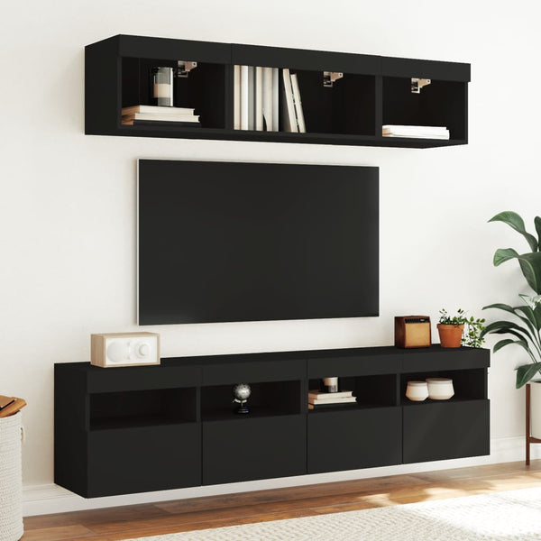 5-osainen LED TV-kaappisarja musta tekninen puu