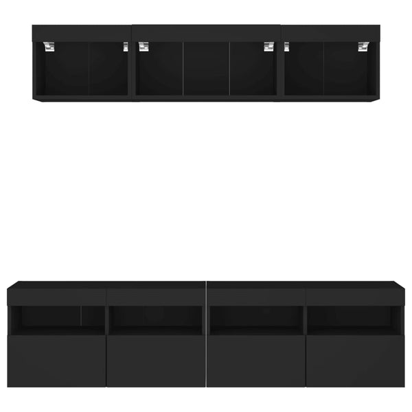 5-osainen LED TV-kaappisarja musta tekninen puu