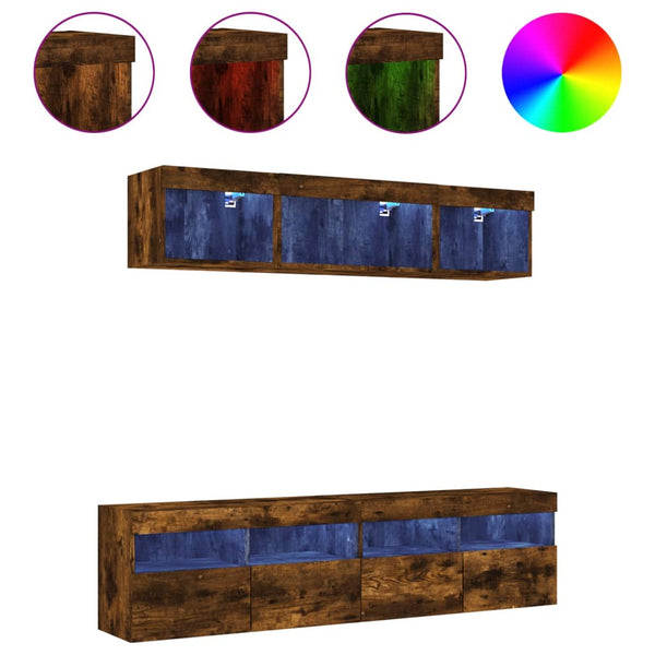 5-osainen savutammen värinen LED TV-kaappisarja teknisestä puusta