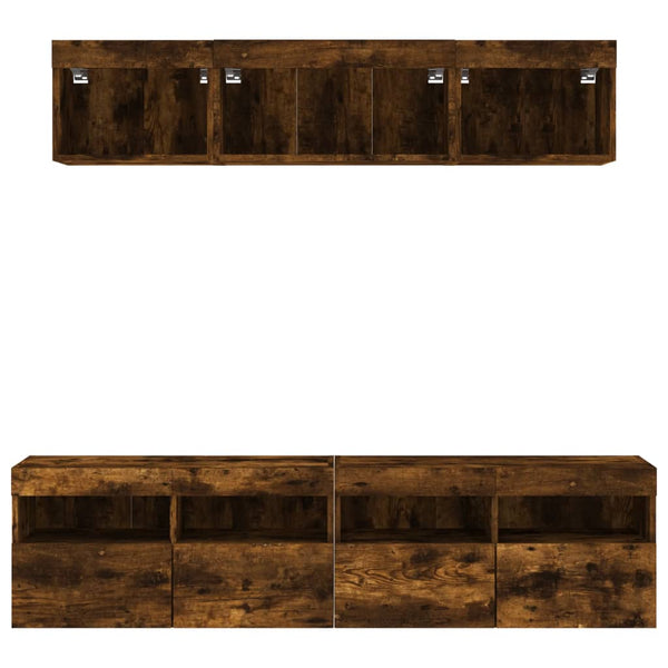 5-osainen savutammen värinen LED TV-kaappisarja teknisestä puusta