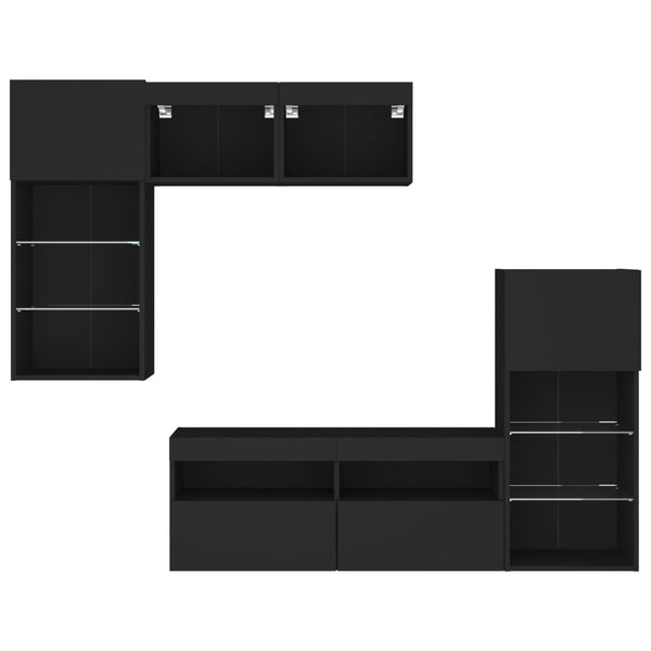 5-osainen LED TV-kaappisarja musta tekninen puu