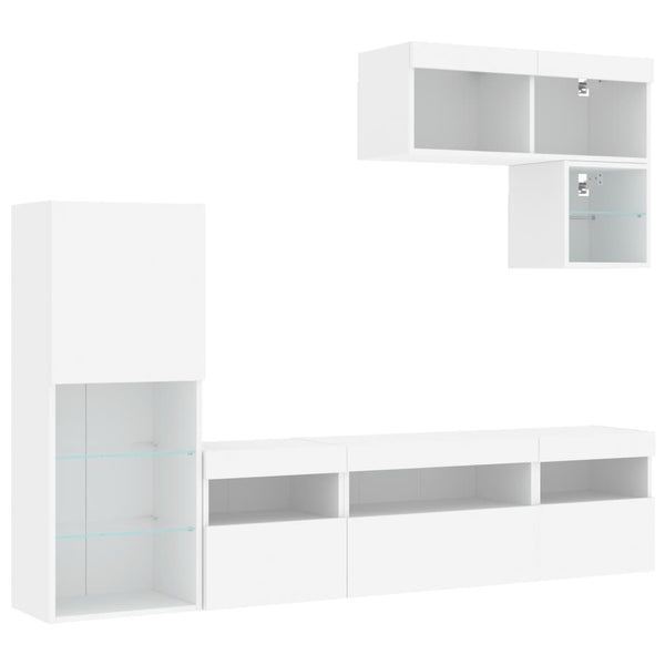 6-osainen LED TV-kaappisarja valkoinen tekninen puu